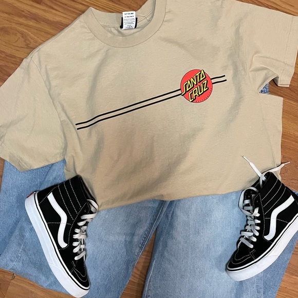 Santa Cruz Classic Dot Regular T-Shirt Cream/Tan/Red/Yellow Skateboarding Medium - Picture 2 of 11